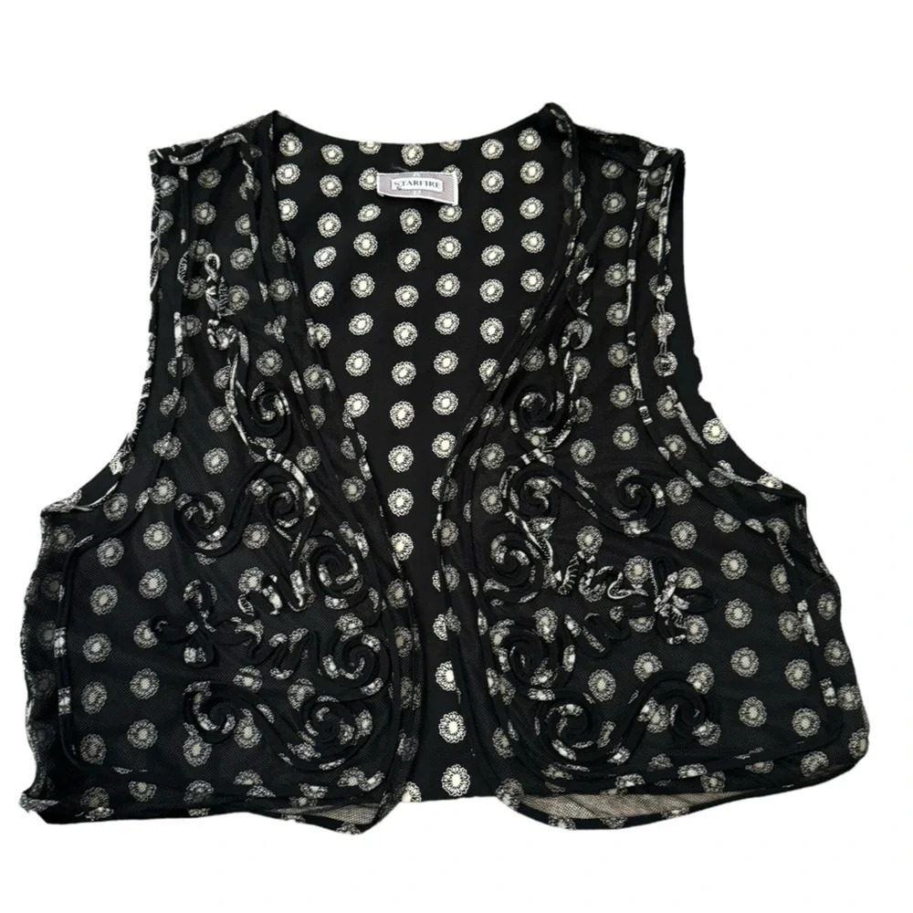 Awesome 90’s style Vintage vest Starfire sheer front measures small no size tag